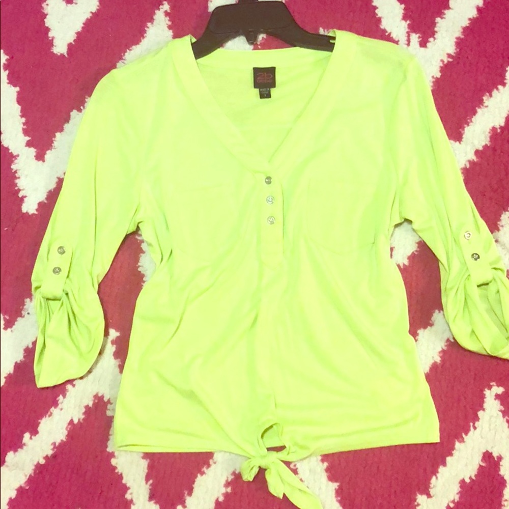 SOLD ‼️ Bebe 2 Tie Front Neon Top